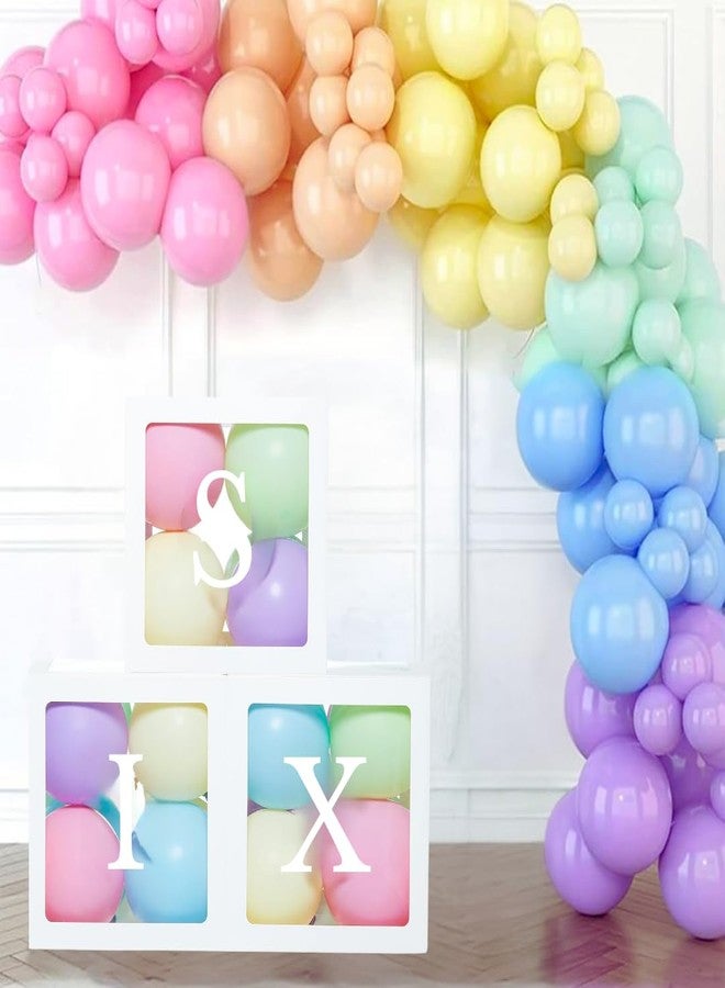 Festi Duck 'SIX' Balloon Box Set - Stylish Lettered Decor for sixth Birthday & sixth Aniversary Celebration (SIX Birthday Box) 28 pcs set (Pastel Rainbow) - Image 1